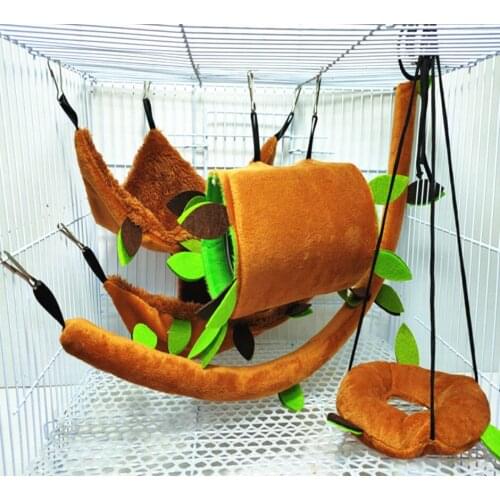 Hamster hammock leaf drill barrel cableway swing squirrel honey bag flying squirrel Plush hammock five piece set