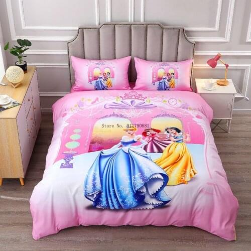 Disney Princess Spiderman Winnie The Pooh Series Patterned Bedding Comfy Pink Duvet Quilt Cover Pillowcase Girl Bedroom Decor