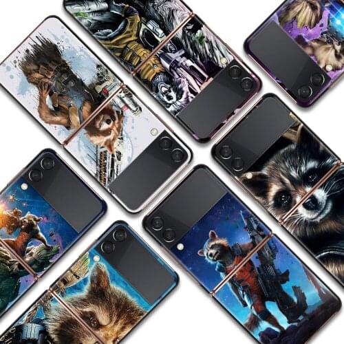 Rocket Raccoon Marvel Shockproof Cover for Samsung Galaxy Z Flip Flip3 5G Black Phone Case Shell Hard Fundas Coque Capa