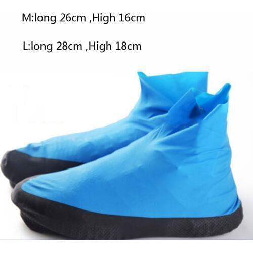 New Rubber Boots Shoe Cover Rubber Thicken Rain Reusable Elasticity Overshoes Anti-slip Bike Boot Protector Shoes Covers Blue