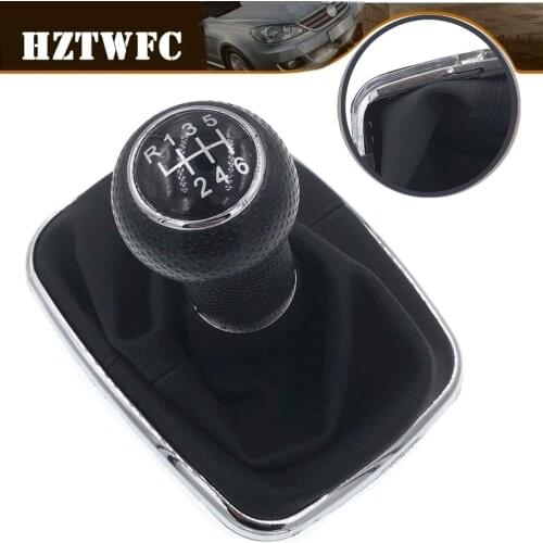 6 Speed Black PU Leather Shifter Stick Gear Shift Knob With Dustproof Cover HZTWFC-13.8 For VW Golf GTi MK4 R32 Bora MK4 Jetta