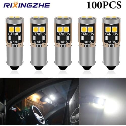 RXZ 100PCS BA9S T11 T4W LED Lamps 3030SMD 6LED Auto Interior Lighting Dome Map Reading Light Side Wedge Parker Bulbs White 12V