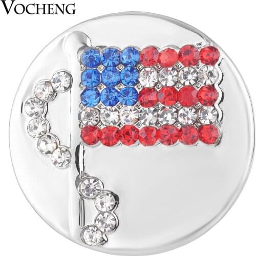 Sugar Vocheng Snap Charms USA Waving Flag with Crystal 18mm Button Jewelry Vn-1743