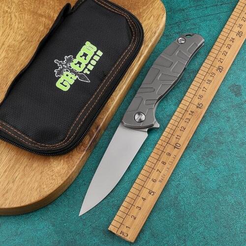 High quality,Green thorn F95 folding knife bearing D2 blade TC4 handle outdoor camping hunting pocket fruit knife EDC tools