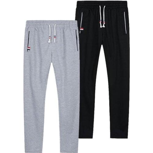 Sweatpants Plus Size Men Joggers Track Pants Elastic Waist Sport Casual Trousers Baggy Fitness Gym Clothing Black Grey