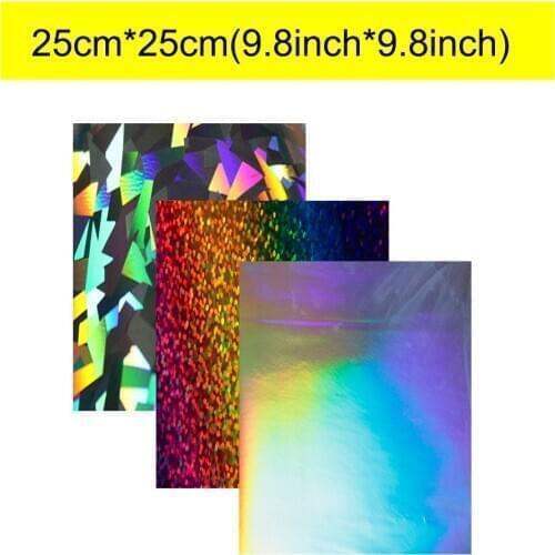 SUNICE Rainbow Effect DIY Style Bag Holographic Heat Transfer Vinyl Heat Press 3 sheet 9.8" x 9.8" (25cm x 25cm) Pack