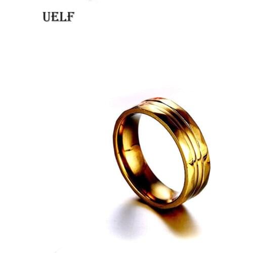 Uelf New Stainless Steel Tire Ring Gold Color European and American Style jewelry Personality Mens Ring