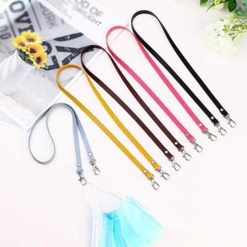 Pu Leather Double Buckle Mask Hanging Chain Adjustable Mask Lanyard Hanging Rope Handy Convenient Rest Holder Rope Hang On Neck