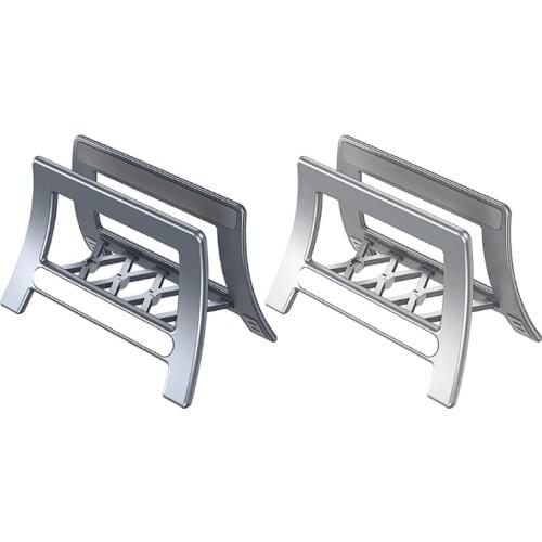 Y1AE Vertical Laptop Stand Holder Auto Adjustable Desktop Notebook Dock Space-Saving Stand for Work Home Office Grey Silver