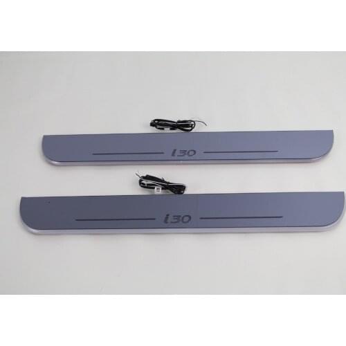 WOOBEST Waterproof Ultrathin Acrylic LED door sill for Hyundai i30, Led moving door scuff plate, Pathway light