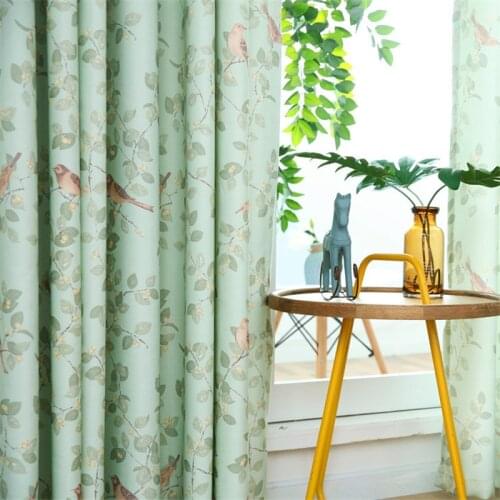 Window Curtain Green Birds Print Curtain Living Room Bedroom Blackout Curtains For Cortina Cortinas Rideaux Voilage