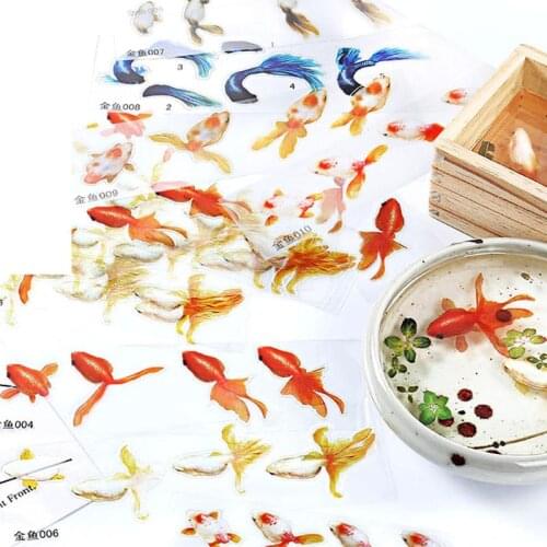 10 Sheets Blue Gold Fish UV Resin Stickers Fit Silicone Mold DIY Micro Landscape