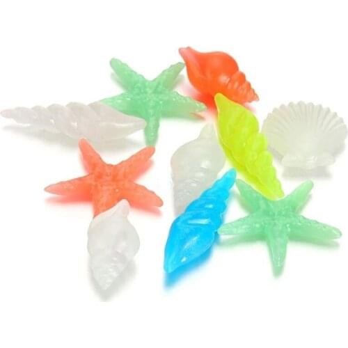 10PCS Glow In The Dark Luminous Stone Conch Sea Shells Aquarium Fish Tank Decor