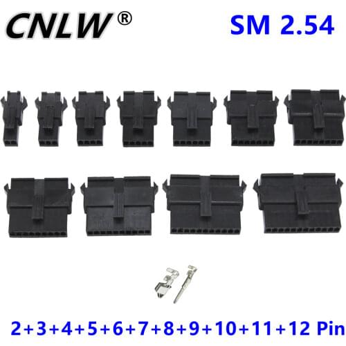110 Sets/lot (2+3+4+5+6+7+8+9+10+11+12Pin) 2.54mm SM2.54 series Multipole Connector plug, With male and female pins