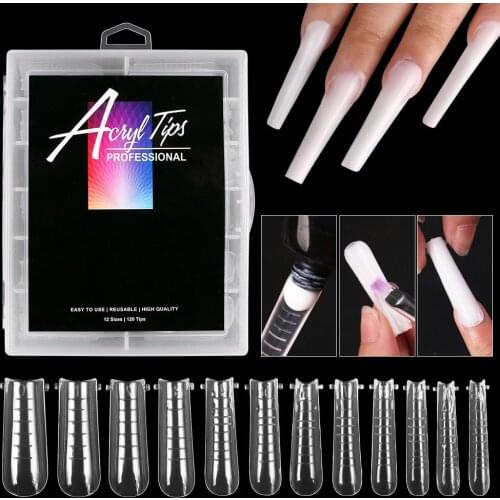 120pcs Almond Dual Nail Form False Nail Tips Poly Extension Gel System UV Acrylic DIY Nail Decoration Nail Art Mold