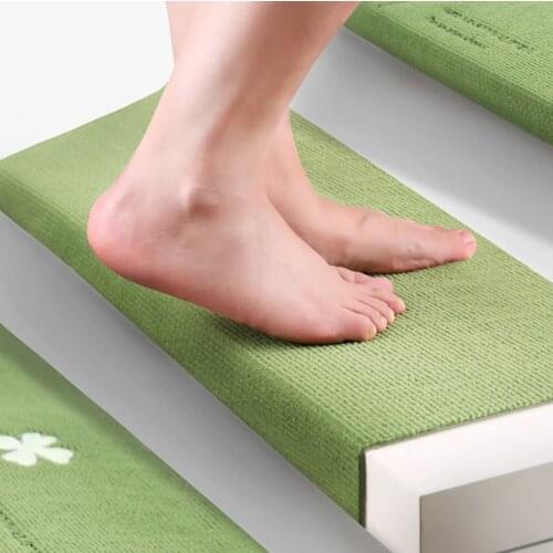 13pcs Self-adhesive Luminous Non-slip Stair Carpet Mat Floor Staircase Carpets Protector Mats Safety for Kids Elders and Pets