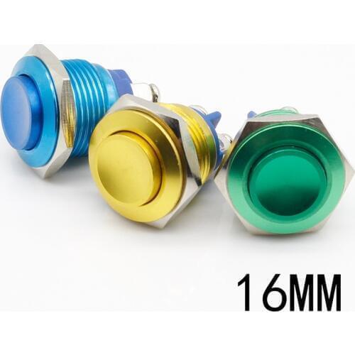 16 mm high metal button switch reset button switch instantly alumina red green yellow blue black 3 a / 250 VDC