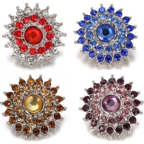 6pcs/lot Mrs Win Snap Jewelry Rhinestones Mixed Styles 18MM Metal Snap buttons fit snap Bracelet&Bangle