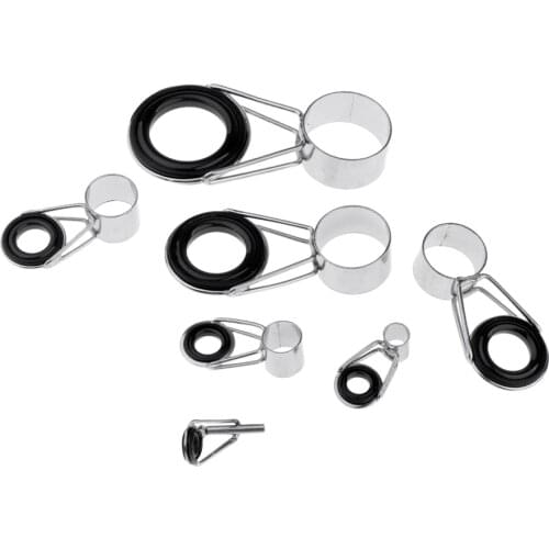 7 lot Stainless Steel Ceramic Ring Smooth Fishing Rod Guides Replacement