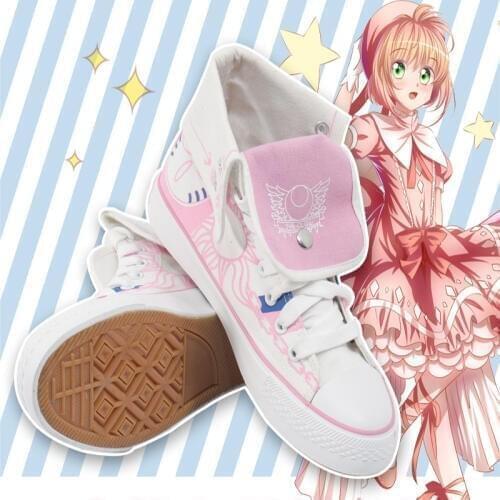 Anime Cardcaptor Sakura Cosplay Shoes Sakura Kinomoto Cosplay Canvas Shoes Halloween Carnival Party Daily Leisure Shoes