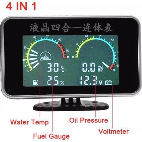 4 in1 12V 24V Auto Gauge 52mm Car Oil Pressure Gauge Temperature Fuel Level Pressure Gauge Water Temp Gauge Voltage aceite motor