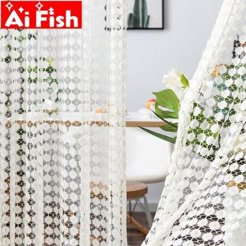 White Hollow Dot String Gauze Bedroom Curtain Yellow Door Partition Tulle Simple Modern Nordic Window Screen Drape Decorative #4
