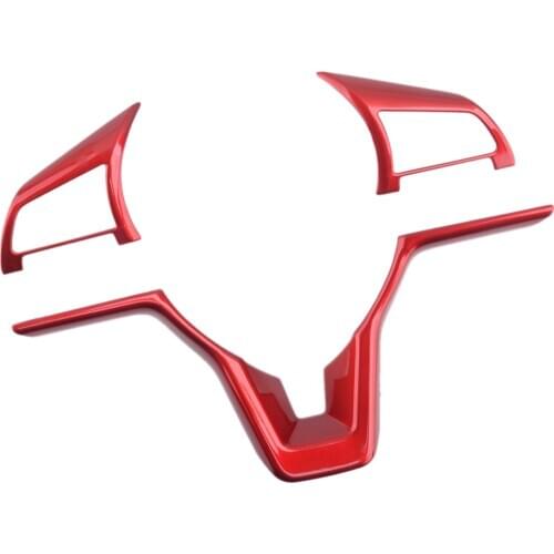 Beler 1 Set Car Interior Steering Wheel Decoration Trim Frame Strip Fit For Nissan Sentra 2020 Red ABS