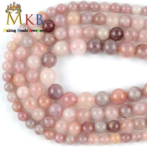 Genuine Natural Gem Stone Beads Pink Opal Round Loose Beads for Jewelry Making Handmade Bracelet Necklace Charms Findings 15"
