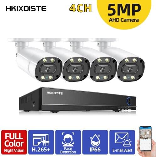 CCTV Camera Security System Kit 5mp AHD DVR 4CH 5MP Outdoor Full Color Night Vision AHD Camera Surveillance System Set 4ch XMEYE