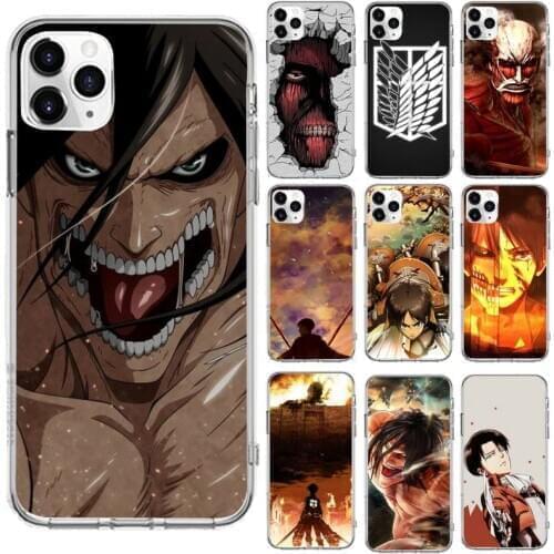 Anime attack on Titan Phone Case Transparent for iPhone 6 7 8 11 12 s mini pro X XS XR MAX Plus cover funda shell