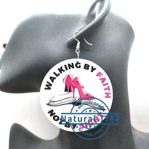 Walking My Faith Wooden Earrings