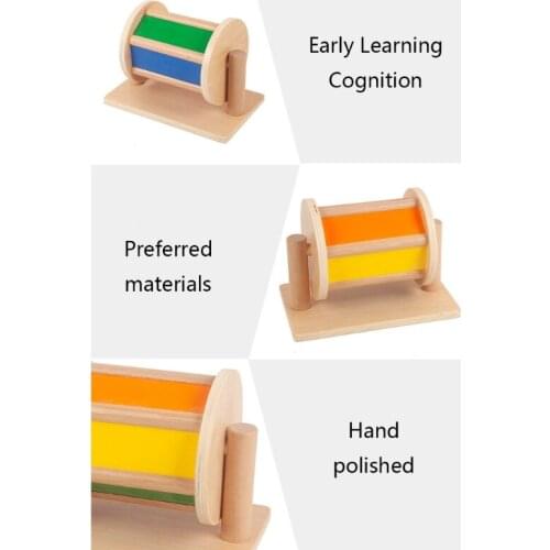 Wooden Textile Drum Montessori Mirros Spinning Drum - Wooden Baby Toy- Baby Developmental Toodler