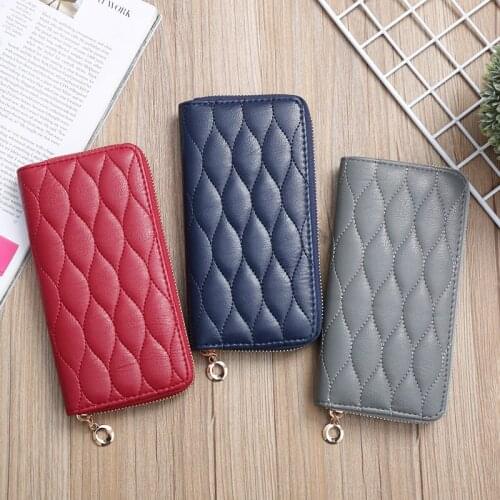Long Wallets Women 2021 New Ladys Hand Purse Fashion Grid Multi Card Large Capacity Zipper Long Purse Female Hand Wallets