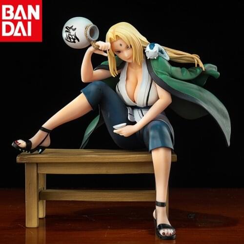 16cm Anime Naruto Figure Shippuden Tsunade Action Figure Toy Drinking Tsunade Sitting posture Action figure Collectible Model