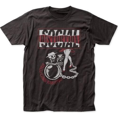 Men T-shirt Social Distortion Ball and Chain Tour Fitted Tee Shirts 100% Cotton Mens Tshirt