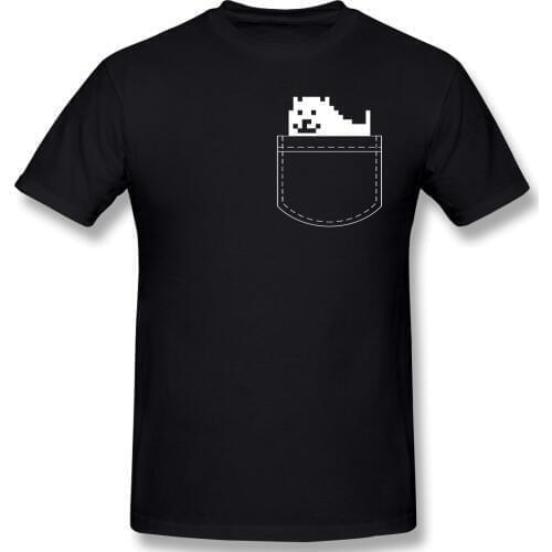 Undertale Dog Pocket T Shirt popular mens short sleeve men White printed Tshirt Summer large TShirts Cotton tops