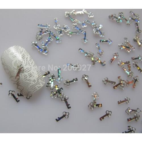 GD2-1 20g/bag Cute Laser Silver Key Nail Art Shinny Glitter Cute Decoration Nail Art Decoration