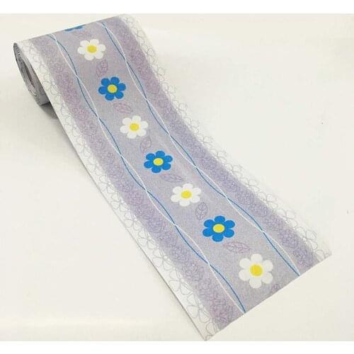 GLOW4U Self-adhesive Floral Wallpaper Wall Border for Kids Nursery Bedroom Room Classroom Wall Decor Sticker Removable