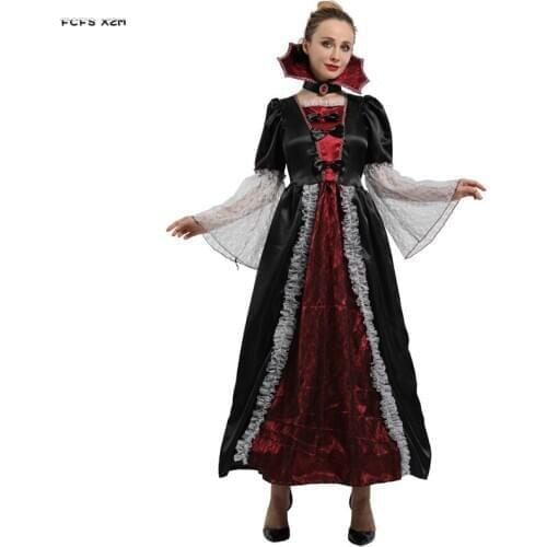 Halloween Vampire Scary Costume For Women evening dress Queen Cosplay Female Carnival Purim Masquerade Nightclub Bar party dress