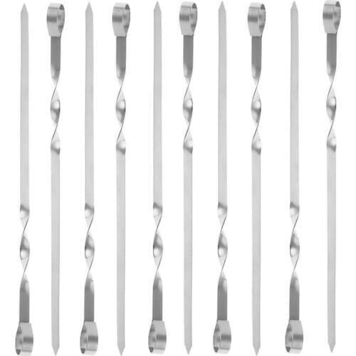 Stainless Steel BBQ Tools Barbecue Skewers Thick Reusable Flat Meat Bbq Needle Stick For Outdoor Camping Picnic Barbeque Tool