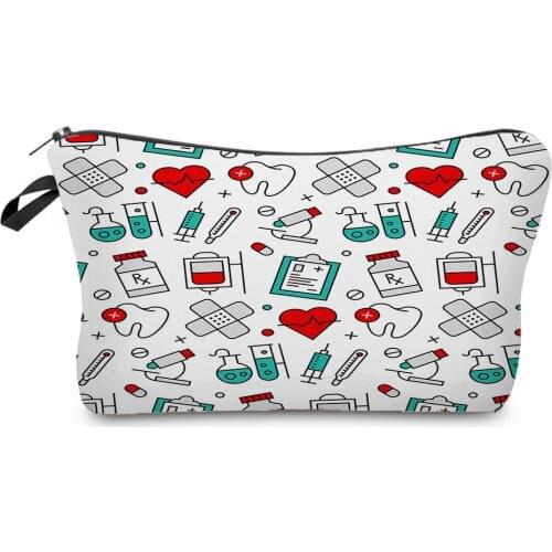 High Quality Hot Sale Makeup Bag Dentist ECG Printed Cosmetic Bags Lovely Fashion Multifunction Storage Bag Travel Toiletry Bags