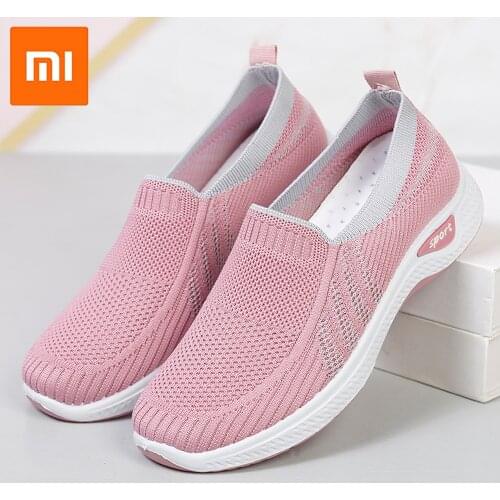 Xiaomi Women Sneakers Knitted Shoes Breathable Female Women Vulcanized Shoe Solid Walking Shoe Fashion Summer Flats Casual Shoes