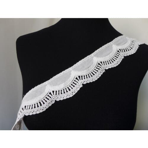 5cm Wide Ivory White Flower Embroidered Lace Trim Cotton Lace Trim Scalloped Lace Ribbon New Arrival 2017