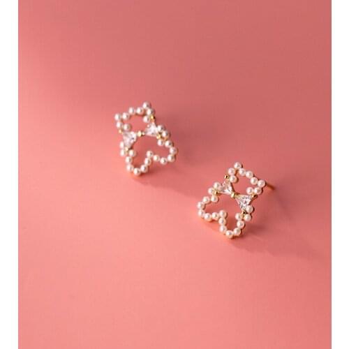 Cute Bear Stud Earrings For Women Pearl 2021 New Anime Mini Crystals Jewelry Wholesale Charm Halloween Party Accessories Gifts