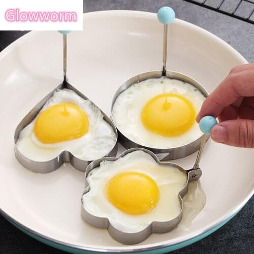 Glowworm 5 Pcs/Set Cute Egg Pancake Maker Stainless Steel Egg Pancake Forms Kitchen Egg Cooker Tools For Kids Frying Egg Molds