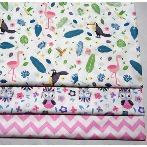 Cute Colorful Animal Bird Owl Feather Printed Cotton Material Home Textile Decorative Cloth DIY Patchwork Sewing Fabric