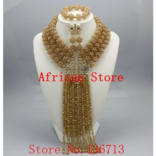 Fashion Bridesmaid Jewelry Set Flower Choker Necklaces Earrings set Nigerian Wedding African Beads Jewelry Set Crystal R5811