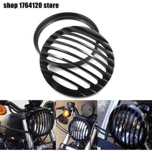 Motorcycle 5.75" 5 3/4" CNC Led Headlight Grill Cover Black For Harley Sportster XL883 XL1200 Iron Custom 2004-2012 2013 2014