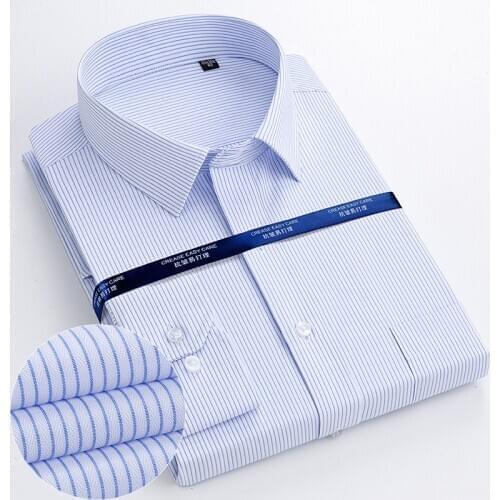 Mens and Womens Stripe Solid Top Social Formal Long Sleeve Business Office Slim Fit Dress Shirts For Men Couples Dress