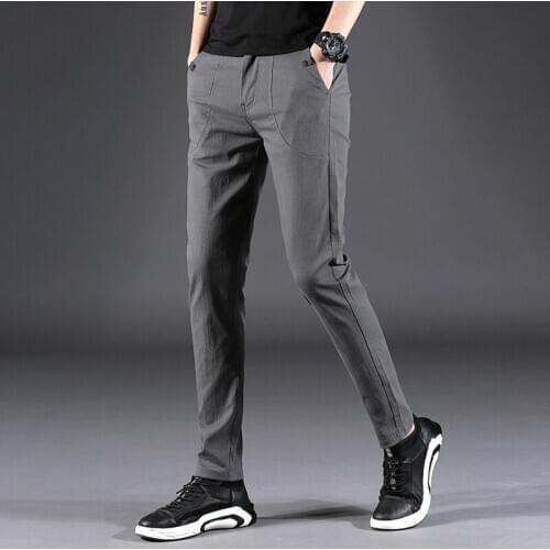 Mens Trousers Spring and Autumn Casual Pants Sports Slimming 2020 New Straight Tube Small Leg Trousers